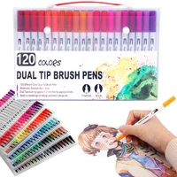 120pcs colorful pens dual tip brush marker pen fine liner watercolor art markers for coloring drawing painting calligraphy