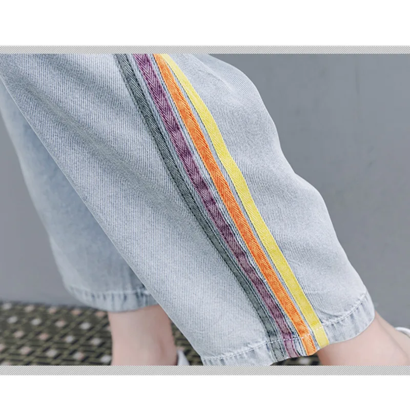 

Women's Office Suit 2021 Striped Women's Jeans Loose Two-piece Denim Skirt Ladies Summer Thin Retro Straight Denim Skirt Set