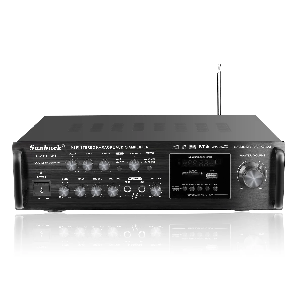 Мощность Full 2000 Вт 110 В 220 в bluetooth 4 Ом стерео аудио Мощность HiFi усилитель для караоке+ RC Поддержка 2 микрофона FM Усилитель мощности