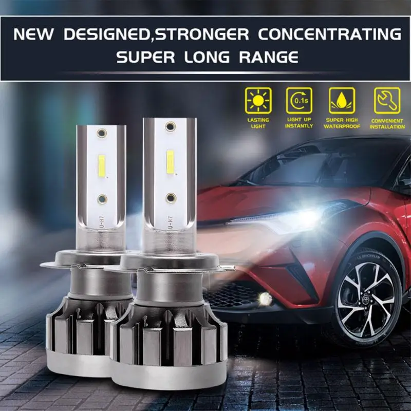 2 шт. Сверхъяркие светодиодные лампы H1 H3 9005 9006 H7 H11 LED H4 для фар Стайлинг автомобиля