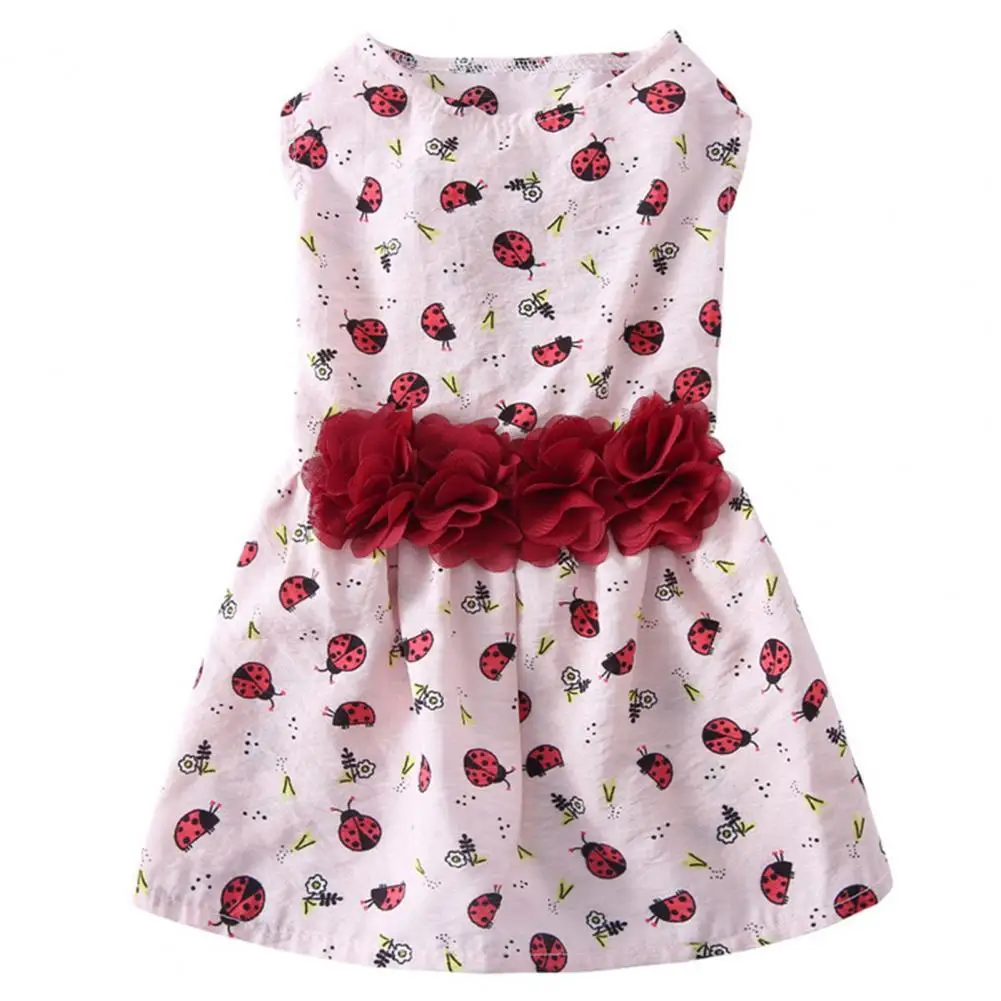 

Dog Dress Puppy Dress Flower Printing Two-legged Polyester Cotton Adorable Round Neck Pet Skirt dog's clothes Summer 2021