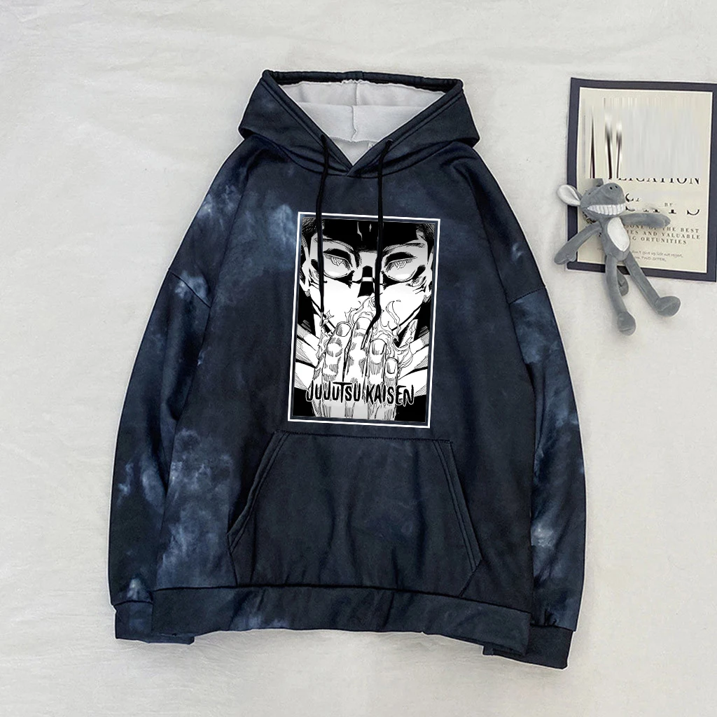 

Худи в стиле аниме с принтом, Свободный Повседневный Топ с длинным рукавом, унисекс, худи джутсу кайсен