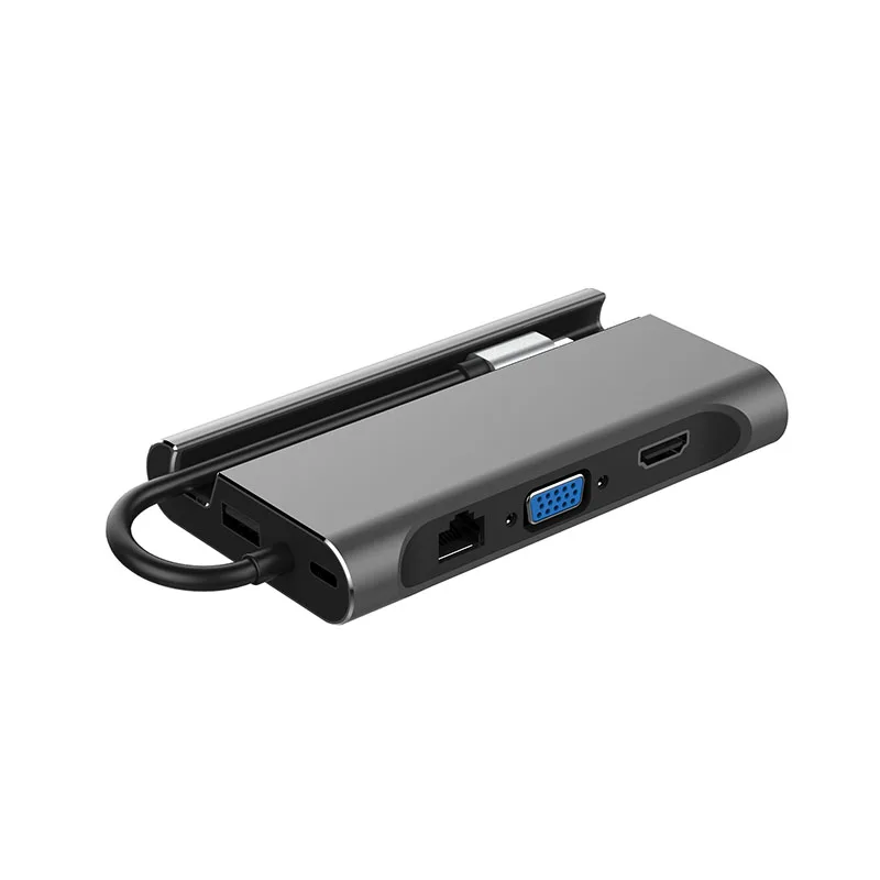 Серый USB C док-станция для ноутбука USB 3,0 HDMI VGA RJ45 PD usb-хаб для ноутбука Macbook Pro hp DELL Surface lenovo samsung Dock - Цвет: Серый