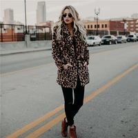 leopard print fashion cardigan winter leopard print womens fur coat fleece lapel west slim fit casual street thicken jacket