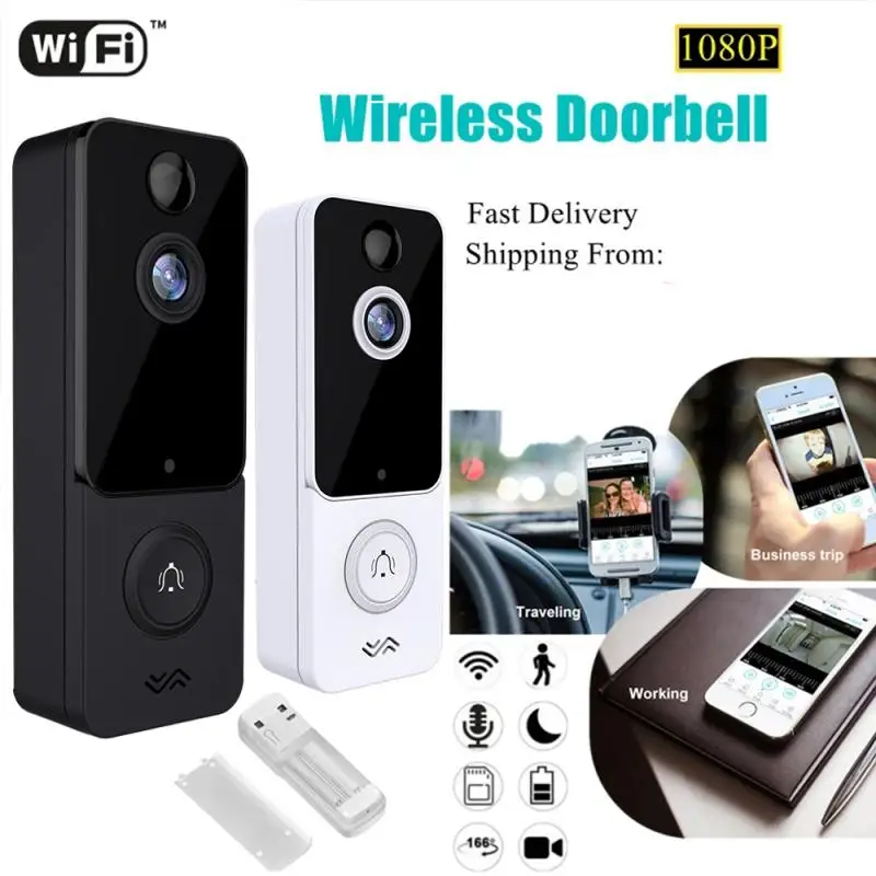 

T9 IP67 Weatherproof Smart Video Doorbell Camera WIFI 1080P Real-time Voice Intercom Night Vision Door Bell PIR Wireless Cameras