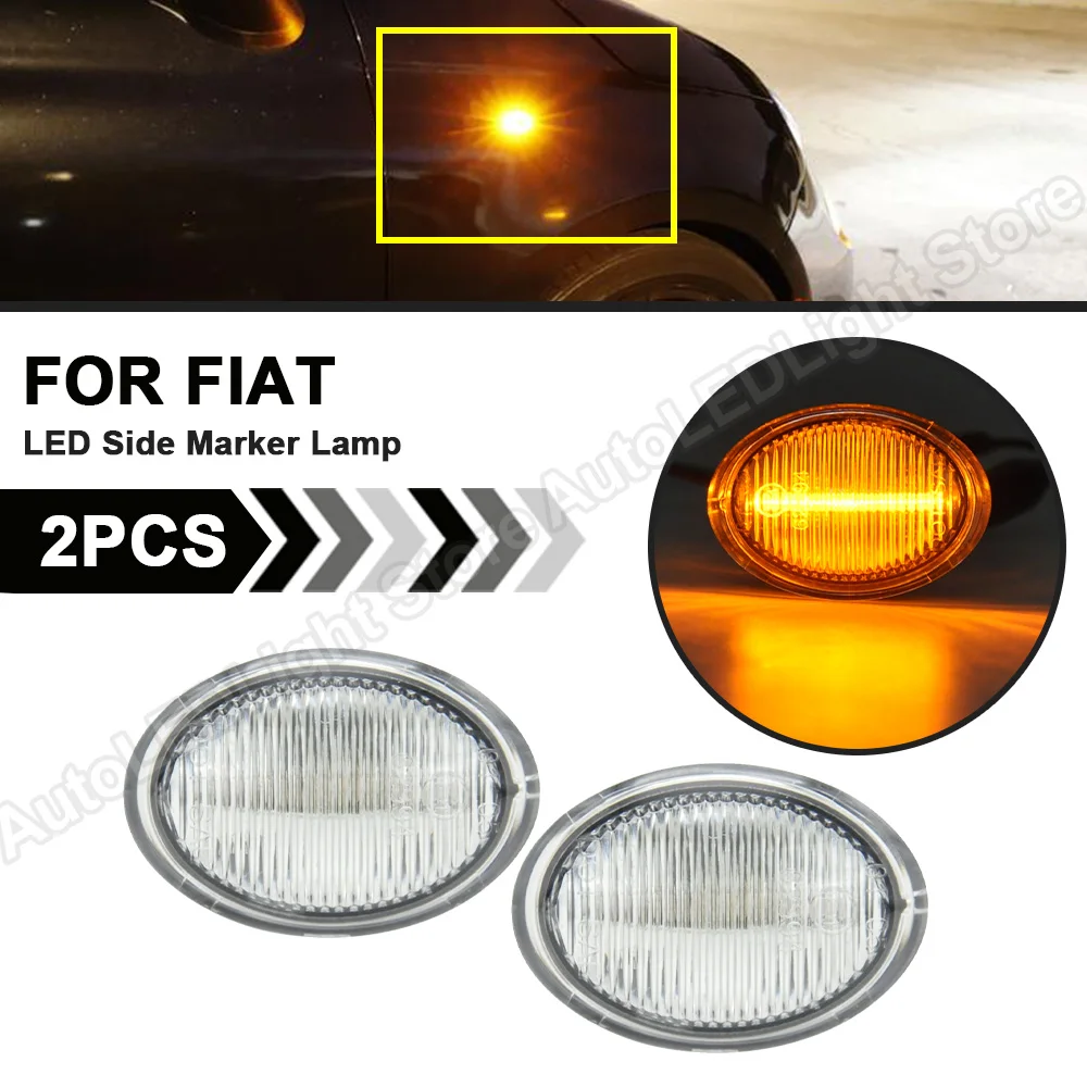 

2Pcs For Fiat Abarth 500 595 695 Fiat 500 500C 500L Alfa Romeo 4C Ford KA Lancia Ypsilon LED Side Marker Light Turn Signal Lamp