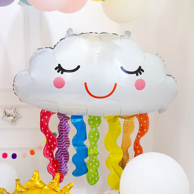 Воздушные шары из фольги в виде радуги улыбки белых облаков аксессуары для