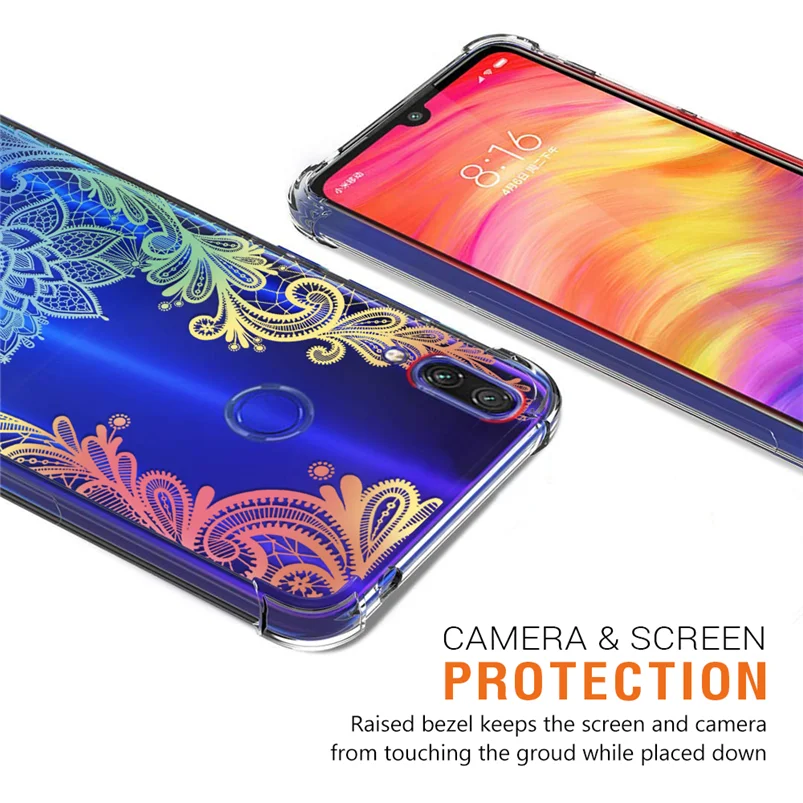 Прозрачный чехол с цветочной подушкой безопасности для Xiao mi Red mi 7 7A 6A 5 Plus K20 Note 4 4X5 6 7 Pro mi 9T A3 6 8 Lite 9 SE Play CC9 CC9e TPU
