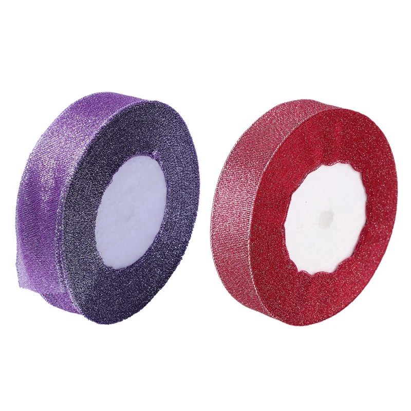 2 шт 22 метра 25 мм Двусторонняя Атласная блестящая лента шикарные банты катушки