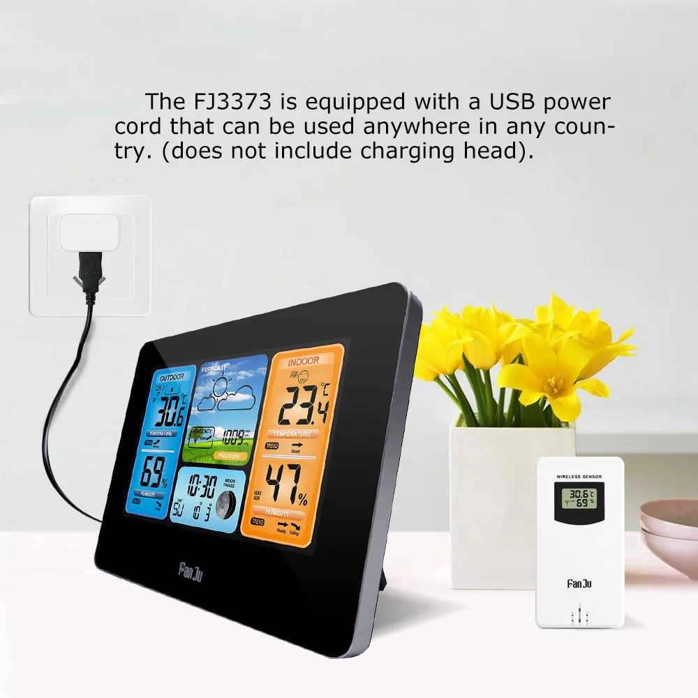 Мультифункциональная Цифровая метеостанция FJ3373 домашний и уличный будильник с