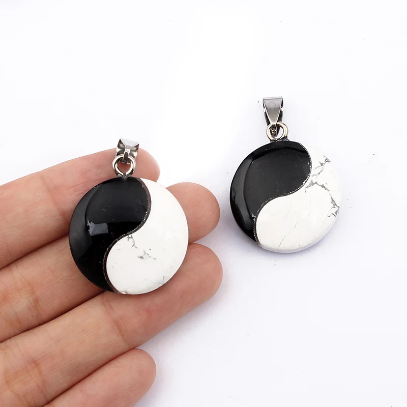 1 шт 25 мм круглый натуральный камень подвеска Yin Yang Tai Chi Fengshui мм|stone pendant|natural stone