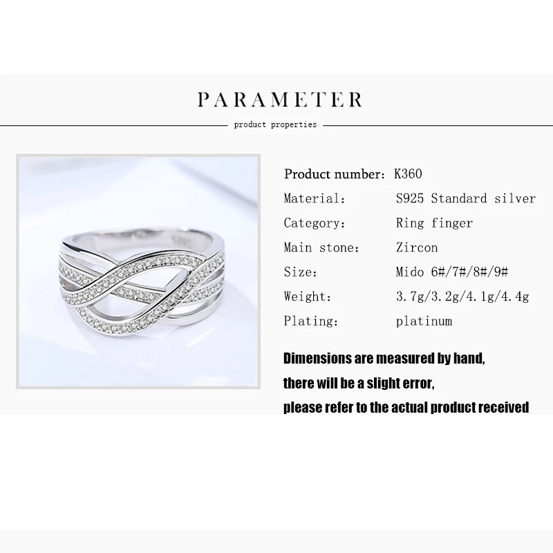 

Fashion Luxury S925 sterling silver jewelry women's personalized simple line design micro Crystal Zircon hollow ring