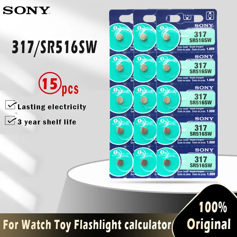 15 шт. Sony 100% оригинал 317 SR516SW SR516 SR62 D317 V317 1 55 в Кнопочная батарея из оксида серебра