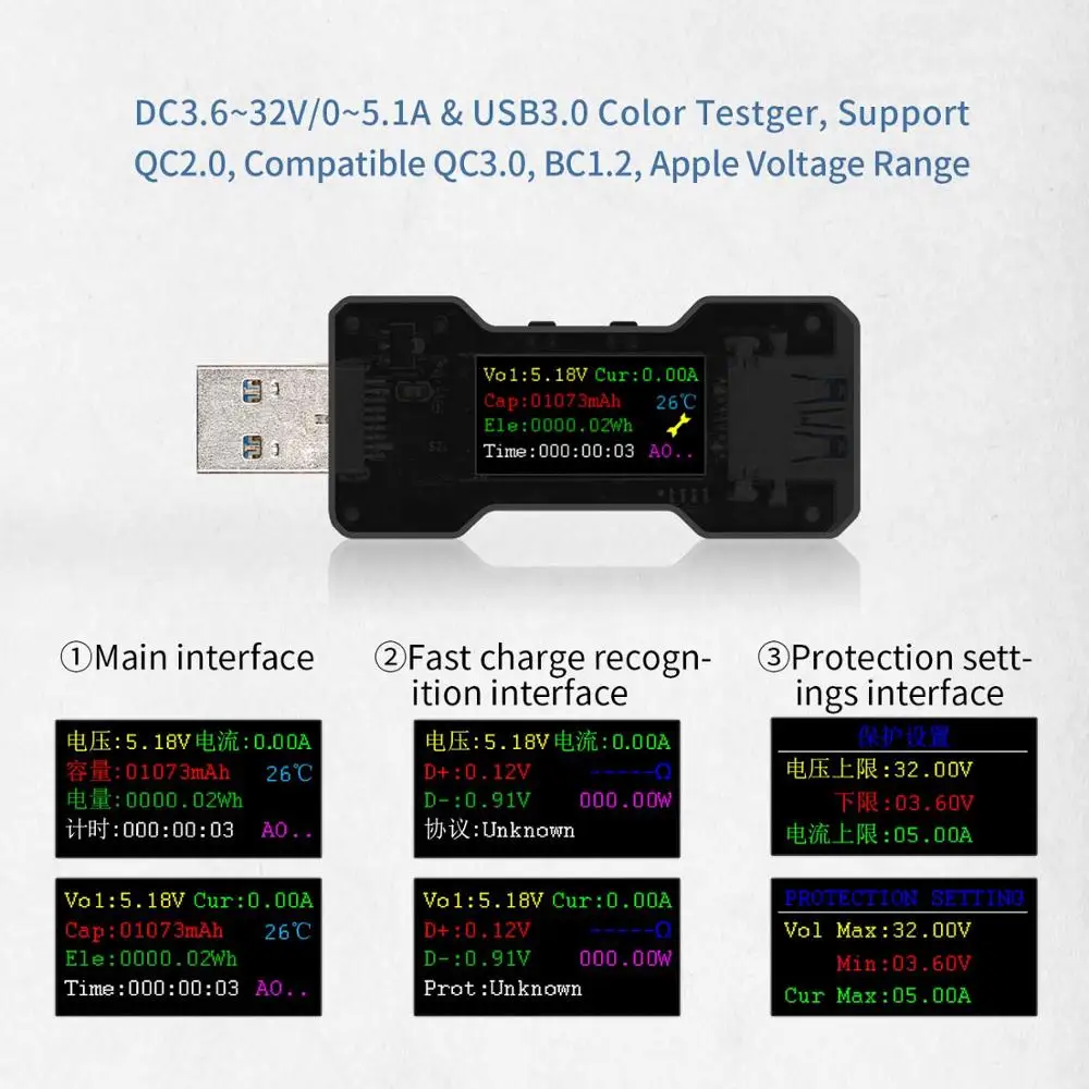 USB Тестер Вольтметр amperimetro ток напряжение постоянного тока Ампер Вольт Амперметр детектор qc3.0 power bank зарядное устройство индикатор FNB18