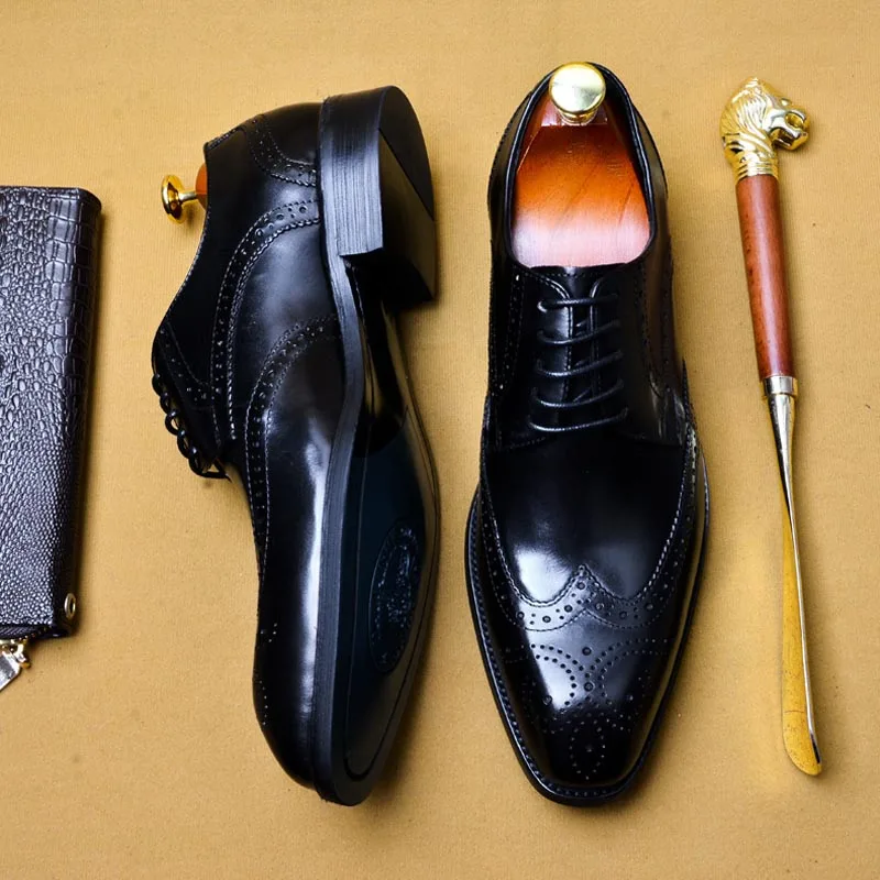 Туфли мужские классические из натуральной кожи официальная обувь броги оксфорды