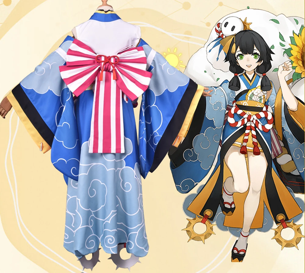 VEVEFHUANG Горячая игра Onmyoji SSR Shiranui Аквамарин Али кимоно Косплей Костюм Униформа