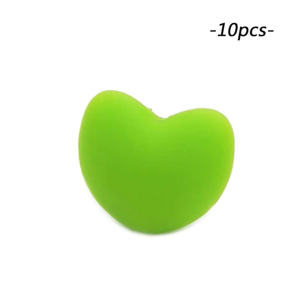 chartreuse LOFCA 10 шт Силиконовая соска бисер ребенок прорезывание зубов игрушки жевательные Новорожденные кормящие Прорезыватели бусины прорезывание зубов ожерелье аксессуары - Цвет: chartreuse