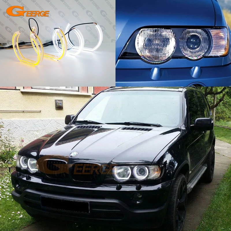 

Excellent Ultra bright Refit Day Light turn signal light DTM Style LED Angel Eyes halo rings For BMW X5 E53 E70 X5M headlight