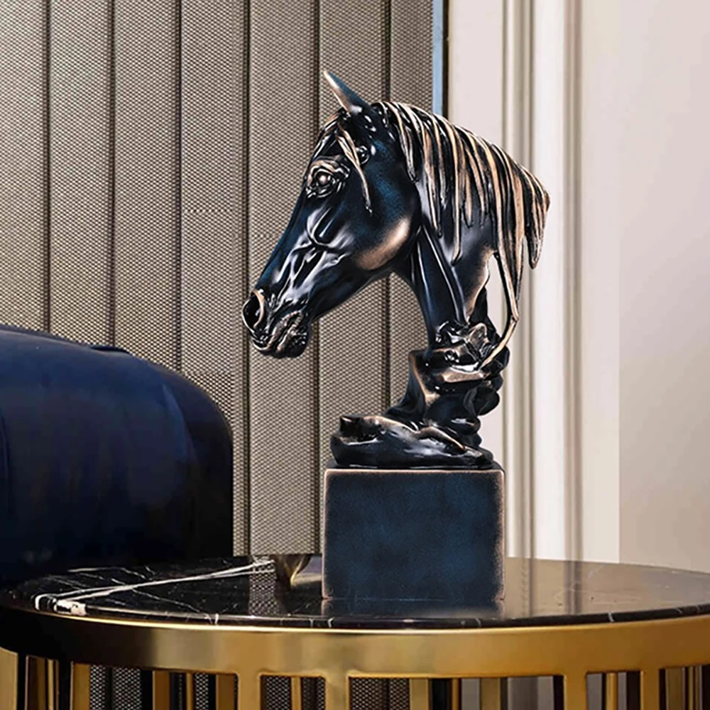 

Horse Head Resin Art Sculpture Home Decoration Statue Living Ornaments Office Decor Accessories Figurine Decorative Craft Gifts