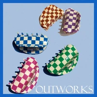 new fashion ins colorful elegant large grid plaid square clip acetate hair claw for women girls hairpin accessories charm