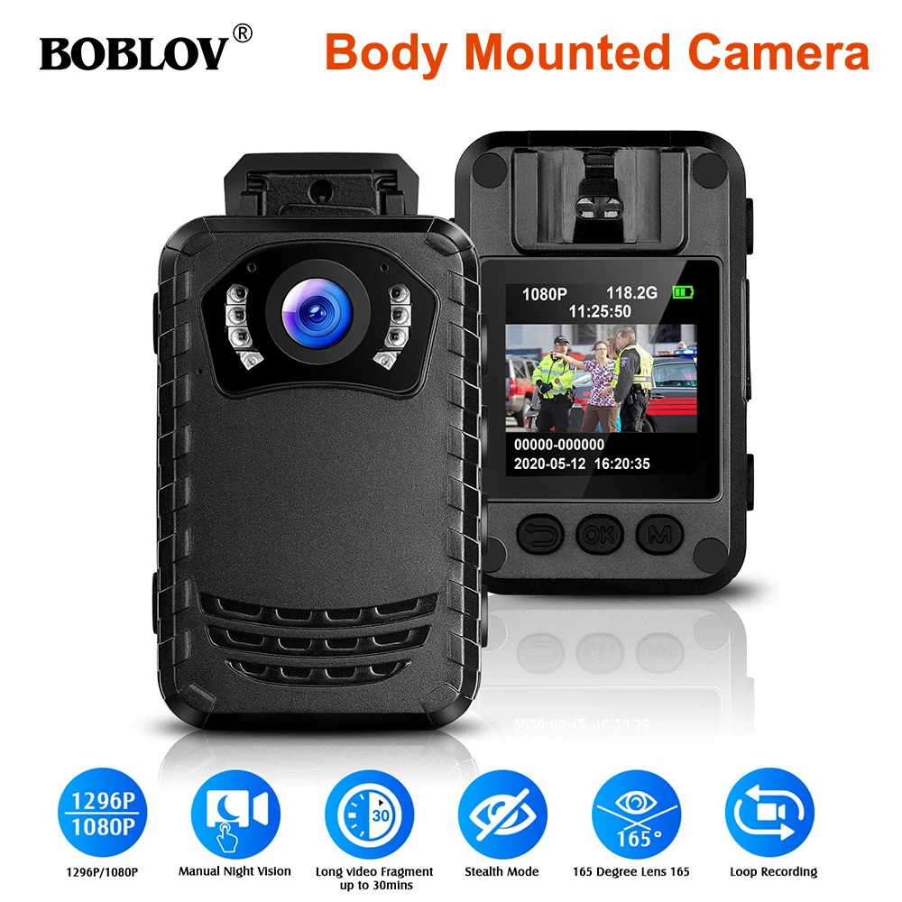BOBLOV N9 мини камера для тела Full HD 1296P маленькая портативная полицейская ночного