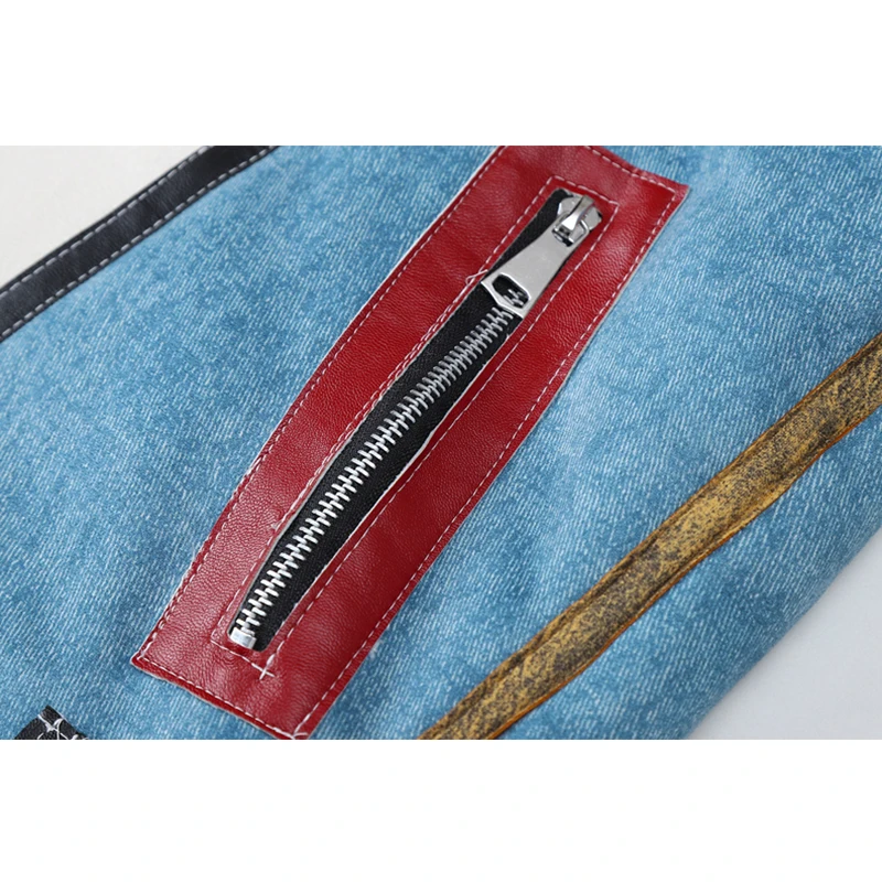 Женское мотоциклетное пальто с воротником-стойкой и боковыми карманами на