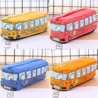 Инновационный чехол для карандашей в форме автомобиля, тканевый держатель для ручек на молнии, канцелярские товары для студентов, органайзер для карандашей в виде мультяшных животных и автобусов