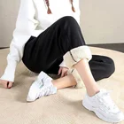 Плотные Флисовые женские брюки, зимние теплые плюшевые брюки для женщин, повседневные однотонные спортивные Леггинсы с высокой талией, брюки для женщин