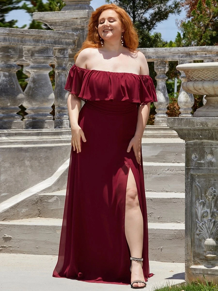 

Plus Size Bridesmaid Dress Elegant Sexy Women's Ruffle Thigh Split Wholesale Ever Pretty 2022 Cocktail Dresses Vestidos De Gala