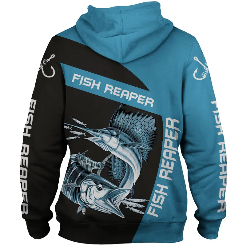 

Personalized sailfish print fun 3D fishing zipper hooded sweatshirt