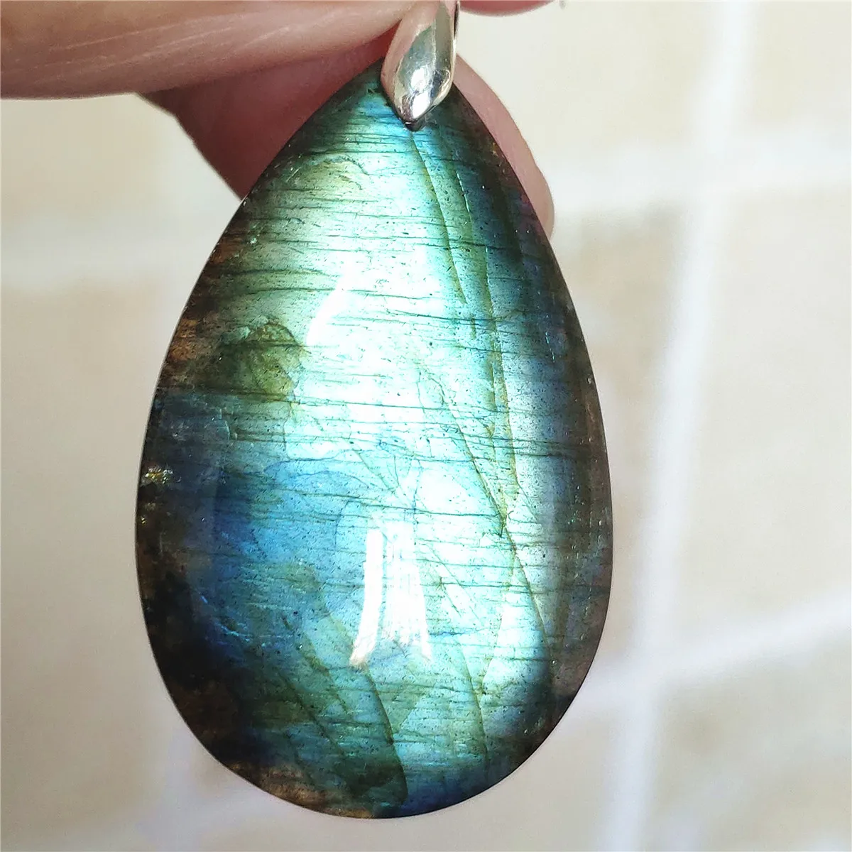 

Natural Labradorite Blue Light Women Men Pendant 40x26x8mm Water Drop Labradorite Necklace Gemstone Rare Jewelry AAAAA