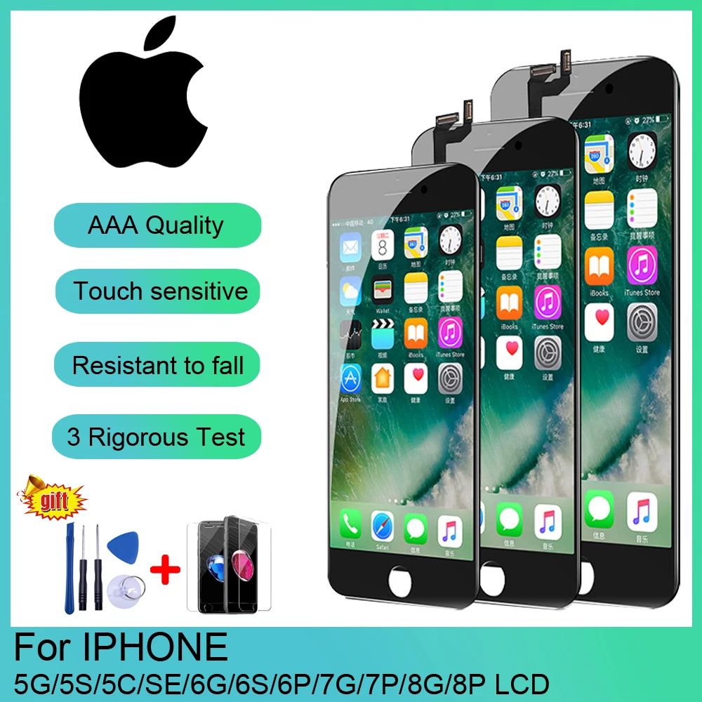 AAA + ЖК дисплей для iPhone 6 7 8 6S Plus Замена сенсорного экрана 5 5C 5S SE без битых пикселей