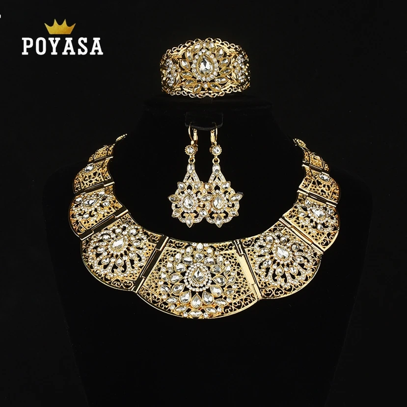 Роскошные свадебные украшения набор ожерелье из разноцветных кристаллов для