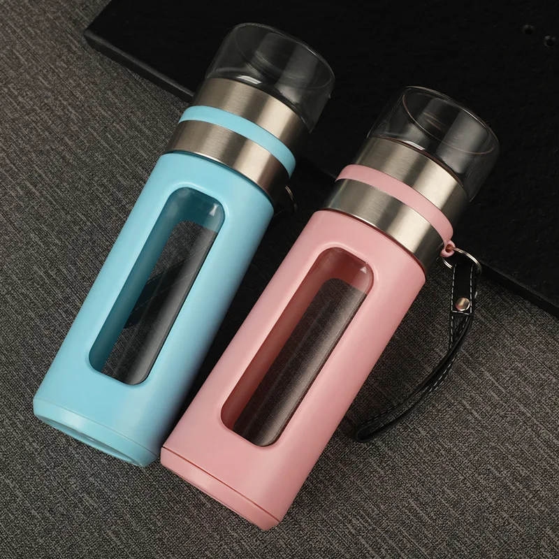 500 мл стеклянная чайная бутылка с двойными стенками и веревкой дизайнерская