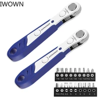 iwown ratchet wrench universal spanner 18pcs screwdriver magnetic bits set adjustable rotation handle mini repair hand tools kit