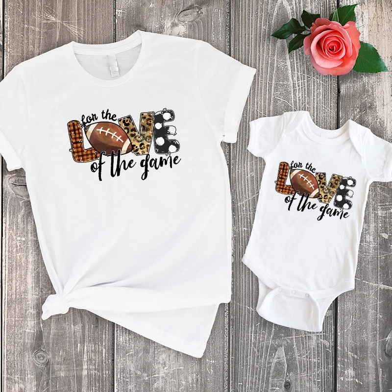 

Fall Football Shirt Leopard Family Matching Clothes 2020 Football Matching Family Outfits Letter Casual T-Shirts Big Sister