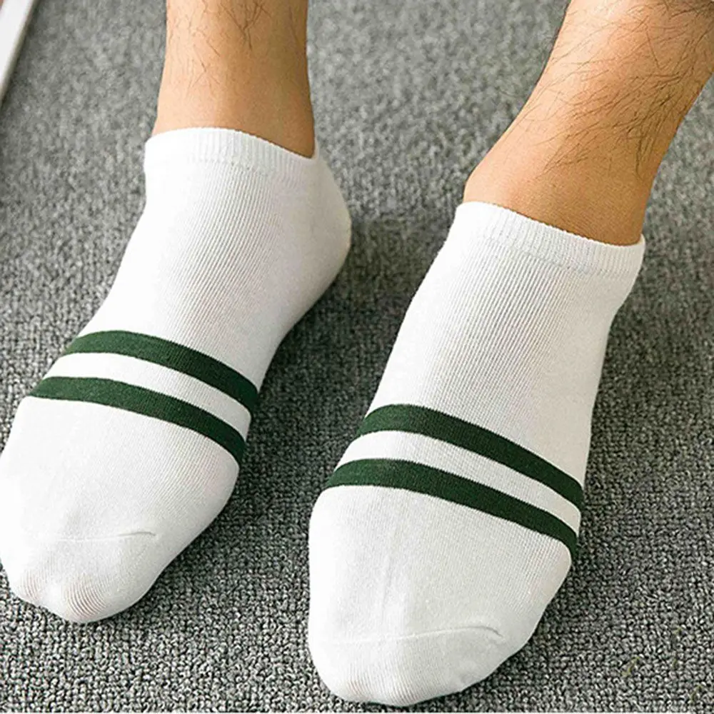 

1 pair Fashion Mens Sports Socks Lot Crew Short Ankle Low Cut Casual Cotton Socks Double Strip Colorful Socks Slippers