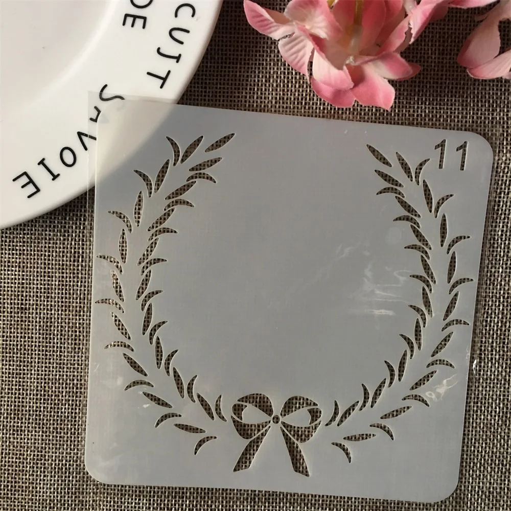 13 см листья банта DIY трафареты настенная живопись раскраска для скрапбукинга