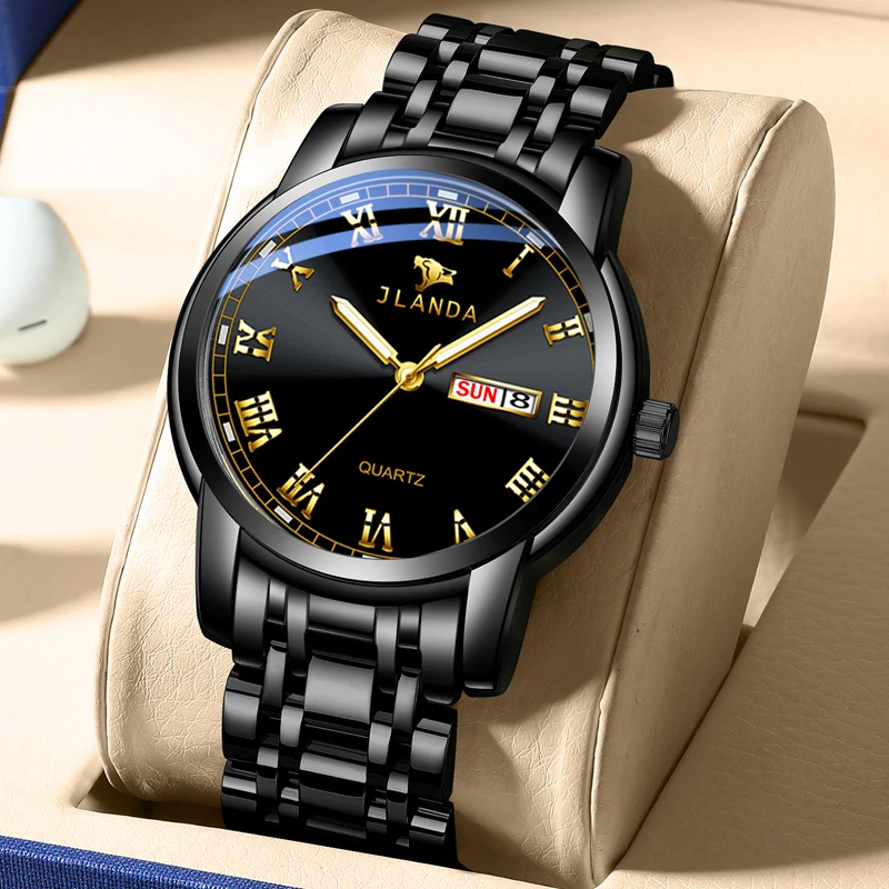 JLANDA Luxury Brand Men Sport Watches Men Quartz Watch Stainless Steel Waterproof Fashion Casual Wrist Watch Relogio Masculino