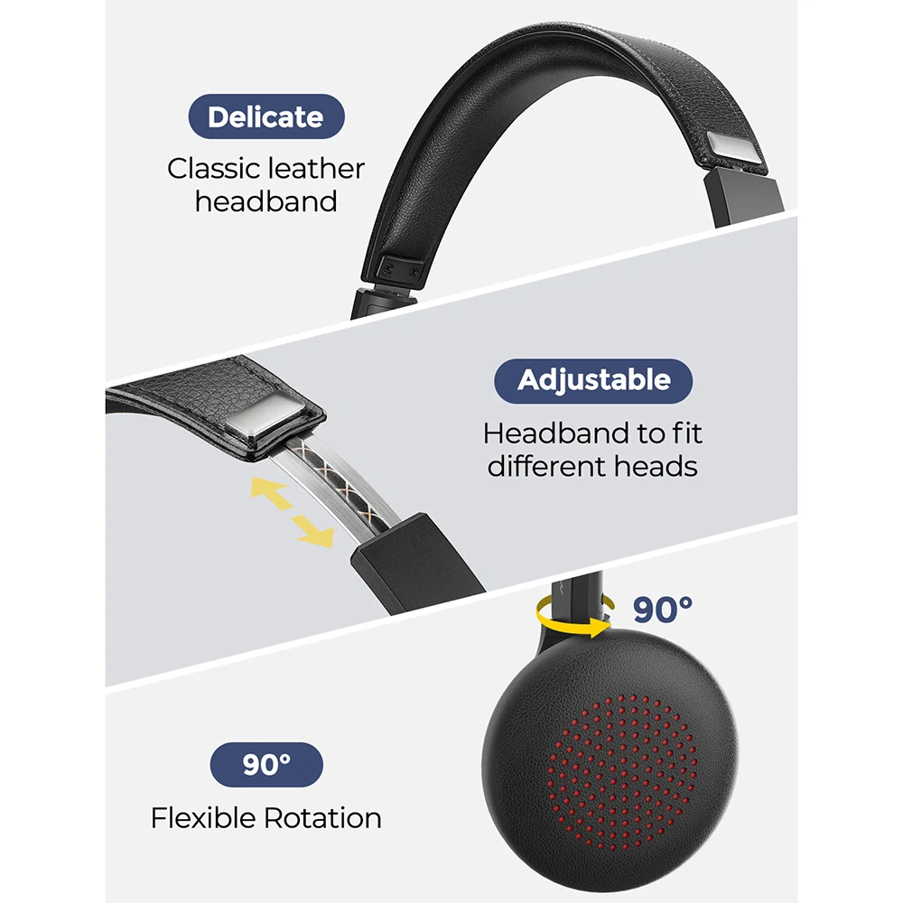 soulsenmpow hc5 wireless headphones bluetooth 5 0 headset with cvc8 0 noise cancelling microphpne for phone pc computer office free global shipping