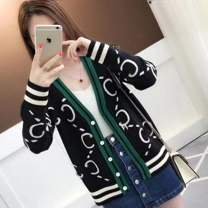 

Женский трикотажный кардиган с длинным рукавом, однобортный свободный короткий утепленный свитер с V-образным вырезом, Осень-зима 2021