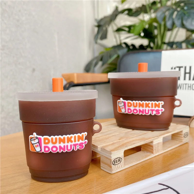 

3D Case For AirPods 1 2 pro Charging Box Soft Silicone Wireless Bluetooth Earphone Protect Cover Dunkin Donuts coffee Cup