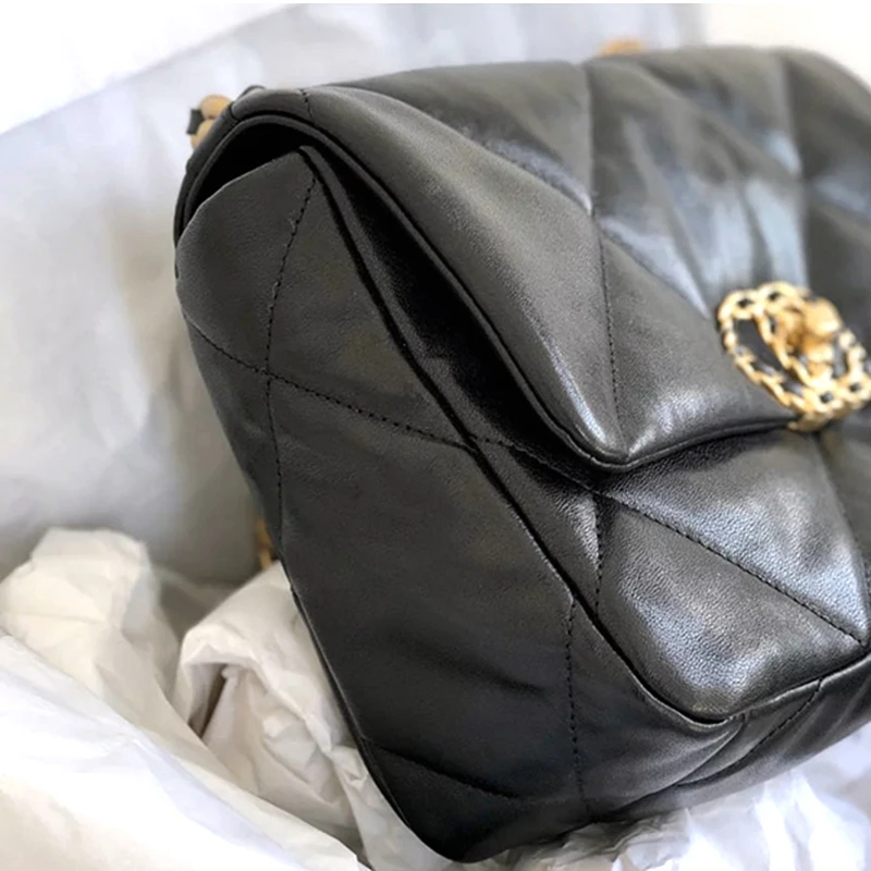 

Fashion Quilted Chains Genuine Leather Women Bag\Handbag Black Designer Simple Female Tote Shoulder Bag Crossbody Bag