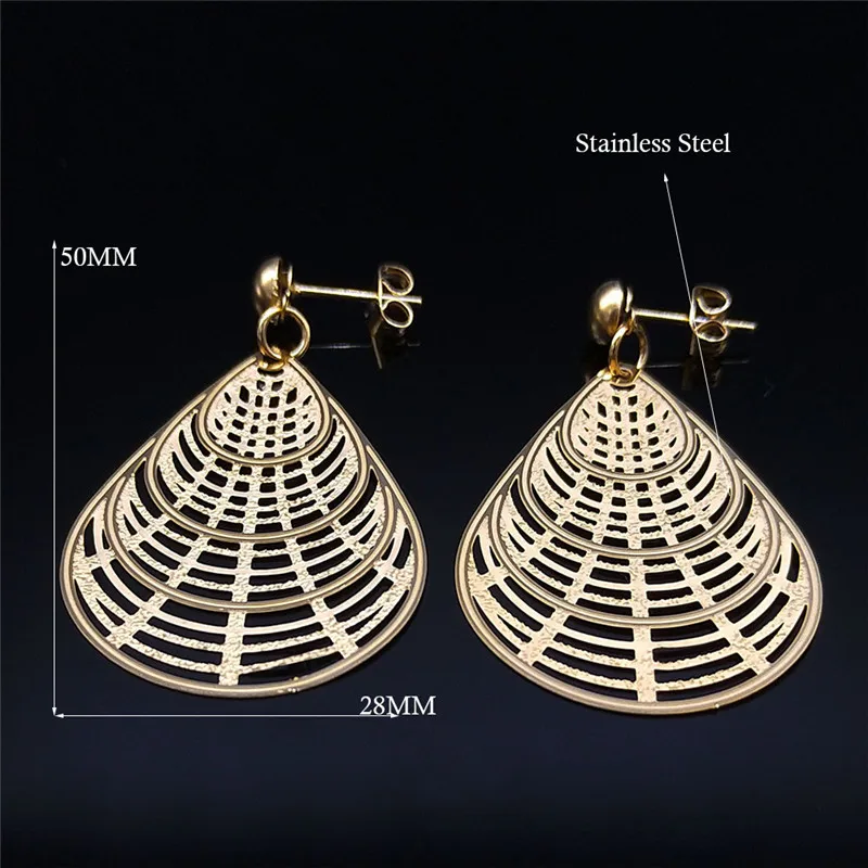 

Stainless Steel Water Drop Big Long Stud Earrings Women Gold Color Boho Big Earrings Luxury Jewelry boucle doreille femme E1679S
