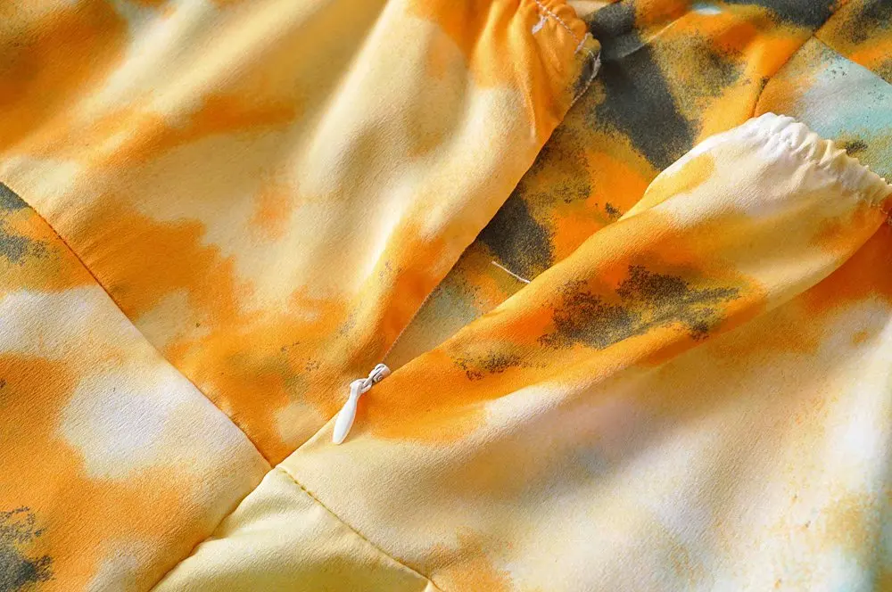 Bazaleas винтажное боковое с рюшами разрезом vestidos сексуальное желтое tie dye платье