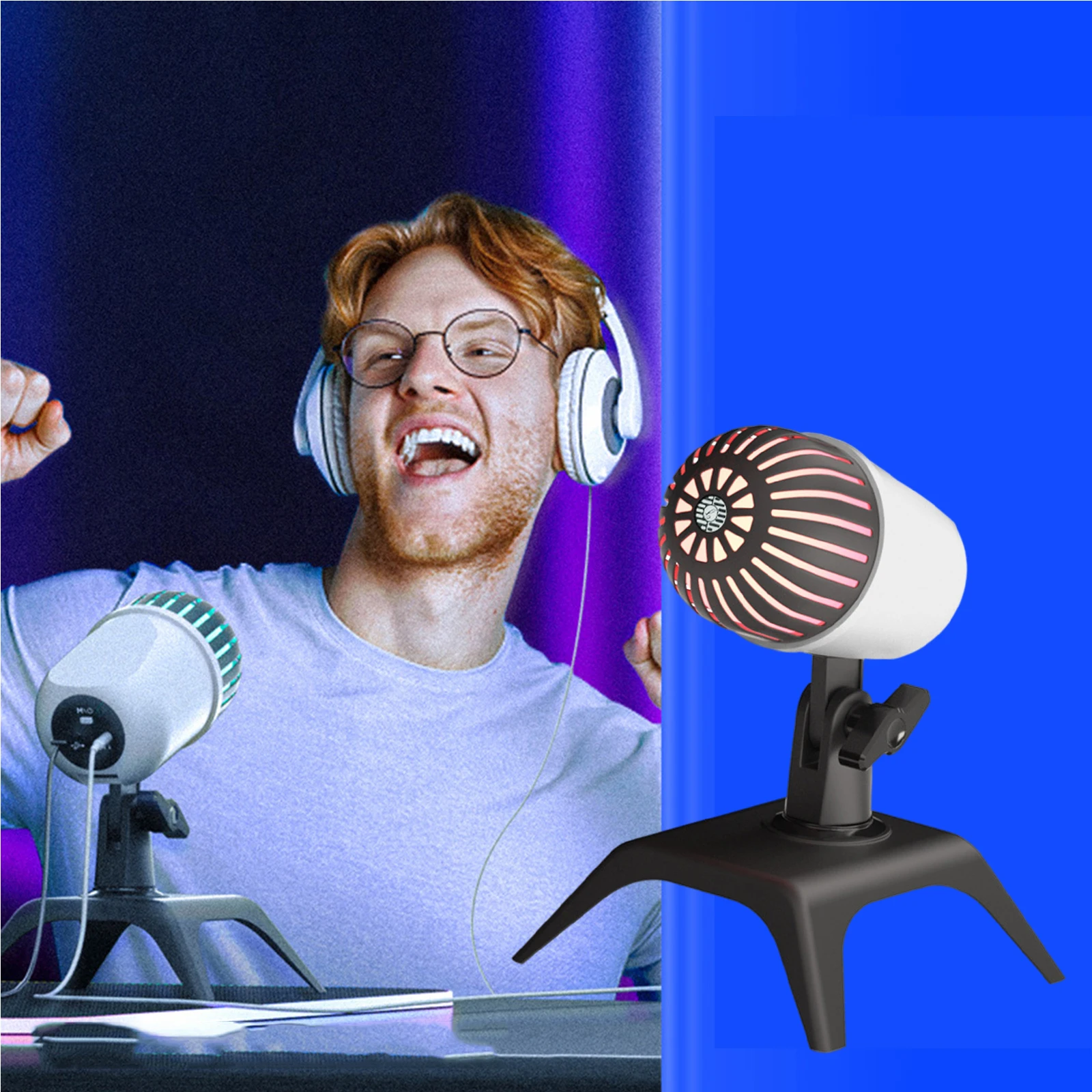 

Condenser Microphone USB Mic Desktop Stand with Tripod, Universal Compatibility 200cm Cable