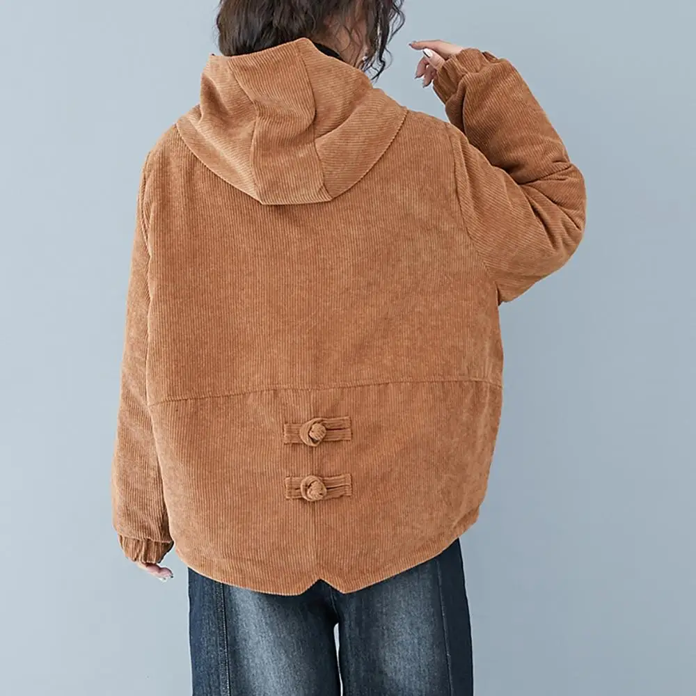 Женские зимние утолщенные винтажные вельветовые пальто однотонные топы с