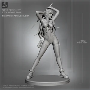 H75mm модельная фигурка из смолы наборы будущий Женский воин самособранный TD-2435