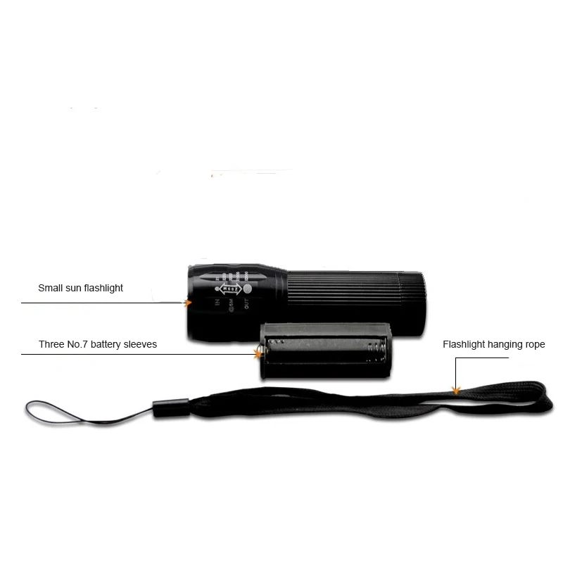 

New High Light LED Flashlight Telescopic Focusing 3-step Lumen Zoom Flashlight Mountaineering Camping Survival Flashlight