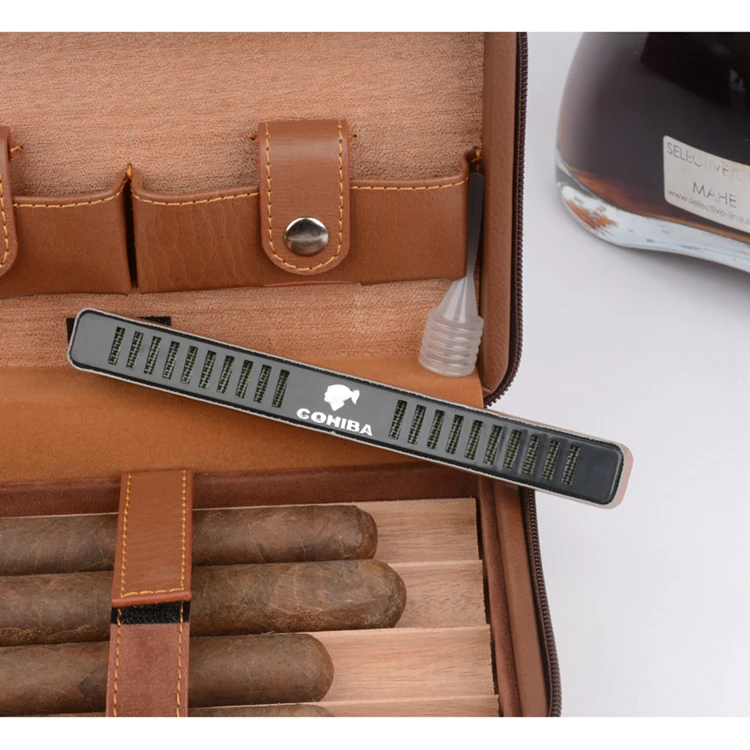 Новейшая версия Cohiba кожаный чехол для сигар портативный увлажнитель воздуха из кедрового дерева(без зажигалки